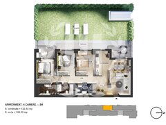 Plaza Pipera, apartament 4 camere, curte privata, bloc finalizat